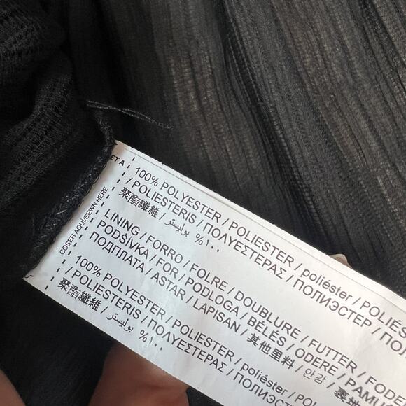 Mango MNG Black Balloon Sleeve Semi Sheer Top - Picture 5 of 8